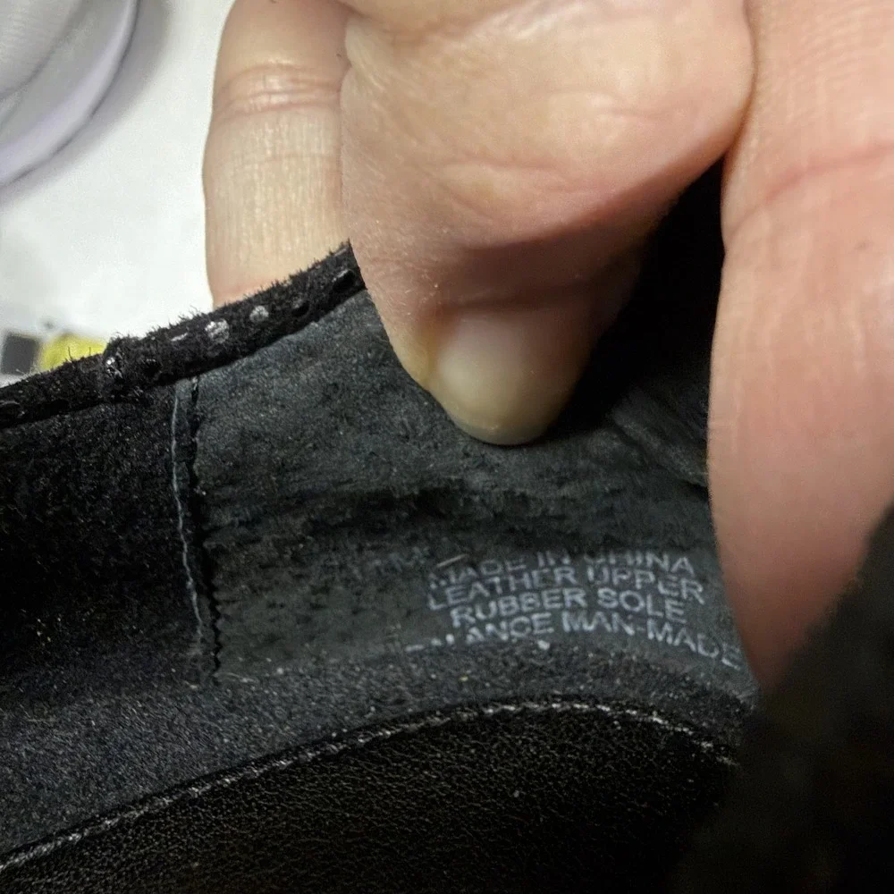VANELI SPORT Women's Black Shimmer Slip-On Comfort Flats Leather Rubber Sole